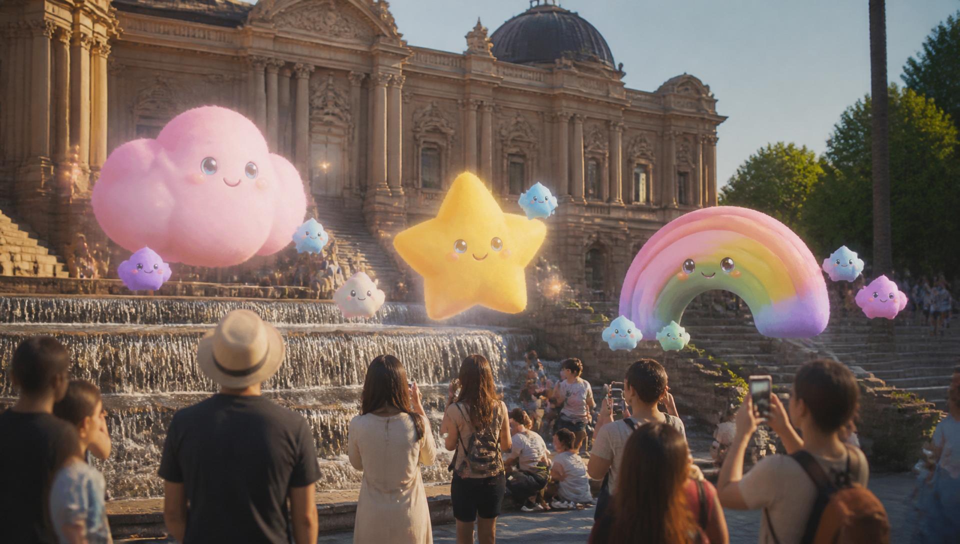 Floating FLOATHINGS characters in a public cultural space
